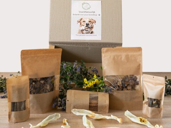 Puppy snackbox met zachte natuurlijke hondensnacks voor jonge honden